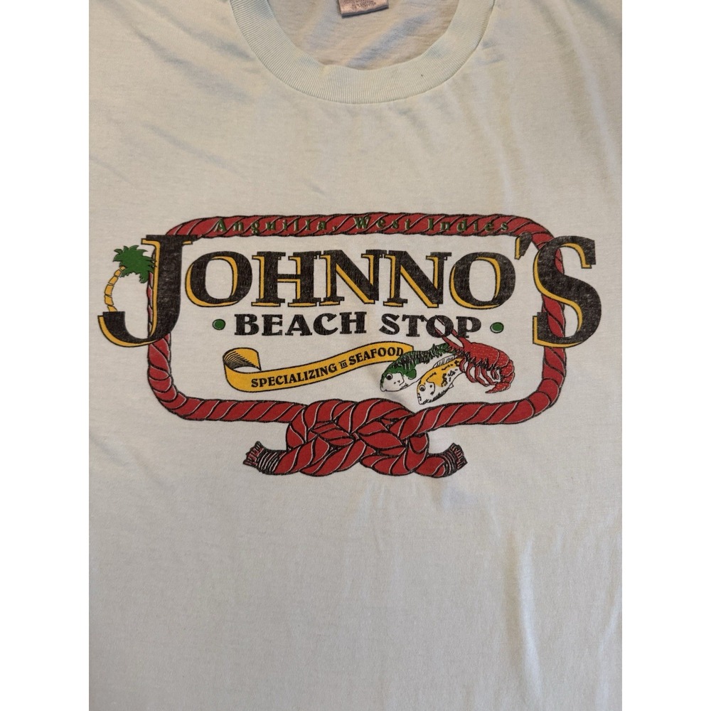 Vintage Johnno's Beach Stop Shirt  XXL Anguilla West Indies 90s Single Stitch